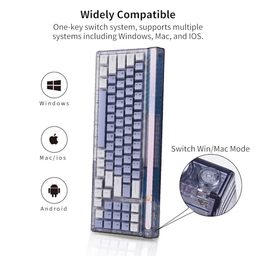 Newmen GM780 Gaming Keyboard,Wireless/Wired/Bluetooth Mechanical Keyboard | Gaming Keyboard,Wireless/Wired/Bluetooth Mechanical Keyboard,75%,RGB Backlit,Hot Swappable,Compact,Computer,PC,Dai Luo Switch - size: Dai Luo Switch