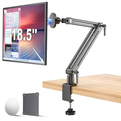 Magnetic Portable Monitor 75mm VESA Mount Arm Screen Holder Stand Clamp | Magnetic VESA,Solid Aluminum,Hold up to 4.4 lbs,Tool-Free,360° Rotation,8.3"-18.5",Foldable,Portable,Cable Clips - size: Up to 18.5''