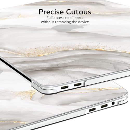 BELKA Compatible with MacBook Pro 13 inch Case M2 M1 2022-2016 | Model A2338 A2251 A2289 A2159 A1989 A1706 A1708, Plastic Hard Shell Case with Keyboard Cover & Screen Protector, White Marble - color: White Marble