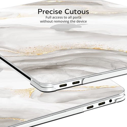 BELKA Compatible with MacBook Pro 13 inch Case M2 M1 2022-2016 | Model A2338 A2251 A2289 A2159 A1989 A1706 A1708, Plastic Hard Shell Case with Keyboard Cover & Screen Protector, White Marble - color: White Marble