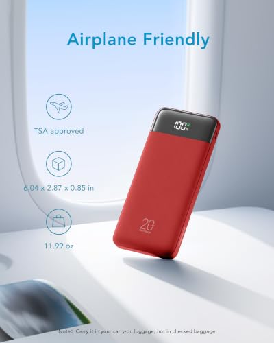 charmast 20000mAh Portable Charger with Built in Cables, 22.5W Travel Power Bank Fast Charging, USB C Cell Phone Battery Pack for iPhone 17/16/15/14/13/12 Series, iPad, Samsung, Android, Tablet - color: Flame Red