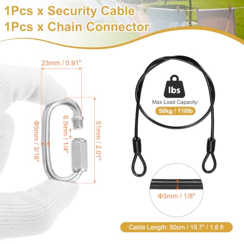 PATIKIL Security Cable Lock (1/8" Dia 1.6ft, Black) Vinyl Coated 304 Stainless Steel Double Loop Flexible Wire Rope Safety Cable with Quick Links Locking Connectors - color: Black, size: 1/8" x 1.6ft