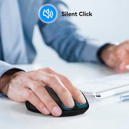 TECKNET Bluetooth Mouse, Wireless Silent 6 Buttons 2-Yr Battery, Black | BT 5.0/3.0, 6-Level DPI to 4800, Wide OS Compatible, Ergonomic for M/L Hands, Extended Battery - color: Black