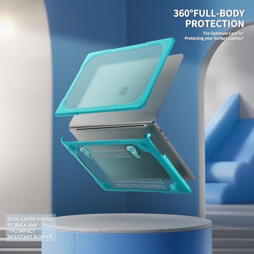 Batianda Durable Stand Case for Microsoft Surface Laptop 13.8 Inch, Blue | Ergonomic Foldable Stand, Heavy Duty Matte Hard Shell, Fits 2024-2026 Surface Laptop 7/8th Edition for Business 13.8 Inch - color: Blue