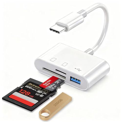 USB C SD Card Reader, 3-in-1 Type C to USB Micro SD/SDHC Adapter with OTG High-Speed Data Transfer for iPhone 15,Samsung Galaxy, MacBook, iPad Pro, Android Laptops, Cameras