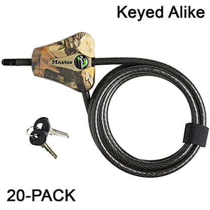 Master Lock Keyed Alike Python Trail Camera Adjustable Camouflage Cable Locks w/40 Keys, 8418KA-20 CAMO 20-Pack - size: 20 Pack