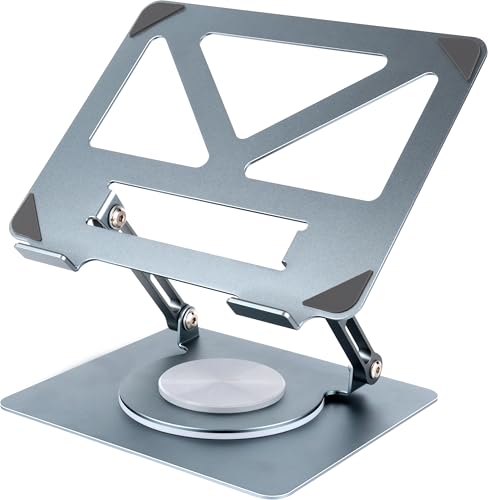 360 Rotating Aluminum Laptop Stand, Adjustable & Foldable Ergonomic Computer Stand, Compatible with MacBook, iPad, Dell, HP up to 16 Inches for Home & Office, Gray - color: blue-green