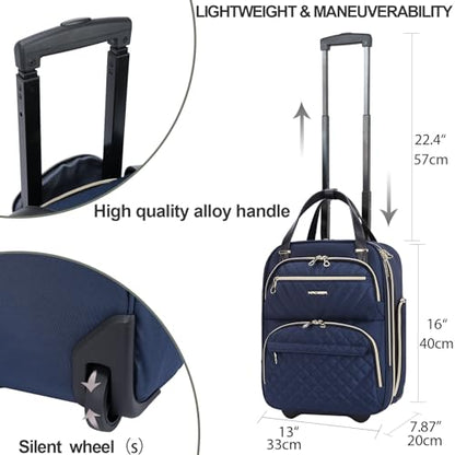 KROSER Carry On Underseat Multi-functional, 16-inch Underseater Lightweight Overnight Suitcase for Men Women, Navy/Gold - color: Navy/Gold