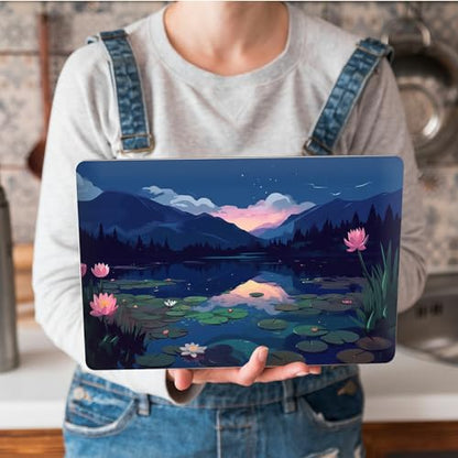 Universal Laptop Skin Sticker with 2 Wrist Pad Skins, Waterproof Scratch Resistant Vinyl Laptop Cover Decal, Cut to Fit for 11–15.6 Inch MacBook HP Dell Lenovo, Lotus Pond - color: Lotus Pond