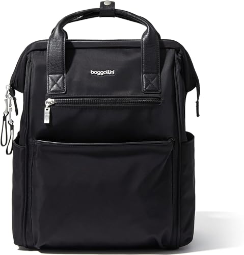 Baggallini Soho Backpack - Travel Laptop Backpack for Women - Lightweight Water-Resistant Luggage Bag, Black - color: Black Twill