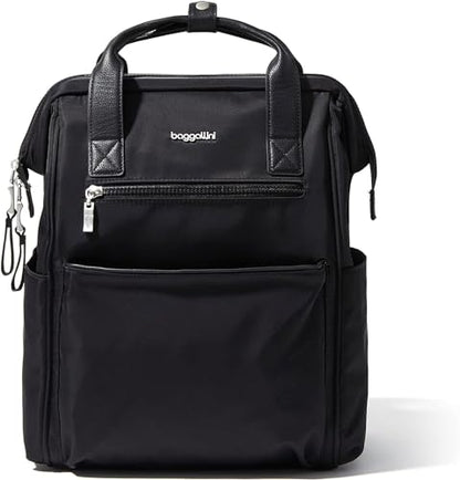 Baggallini Soho Backpack - Travel Laptop Backpack for Women - Lightweight Water-Resistant Luggage Bag, Black - color: Black Twill