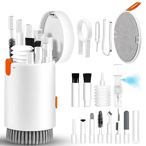 walrfid Laptop Phone Screen Cleaner Kit, Computer Keyboard Brush Cleaning Spray for iPhone AirPods MacBook iPad, 20-in-1 Electronic Device Clean Tool for Camera Earbud Car Screens (White) - color: White