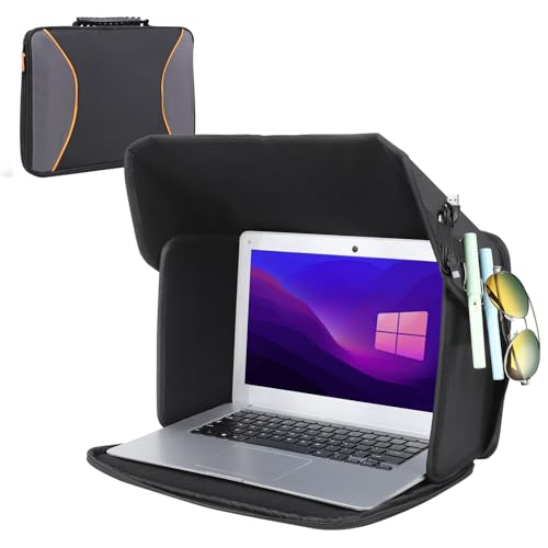 Foldable Laptop Sun Shade Lightweight Laptop Privacy Shield for 12-14 inch MacBook/Dell/Asus PC, Screen Hood Blocks Sunlight for Working Outside 12-14'' (Patent Pending) - size: 12-14in