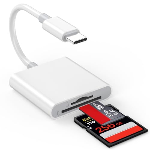 Apple MFi Certified 2-in-1 USB C to SD/TF Card Reader for iPhone 17 16 15 | Dual Slot Memory Card Reader Portable USB C to SD Micro SD/TF Card Adapter for iPhone 17 16 15 iPad Pro MacBook Galaxy Camera - color: Off-white