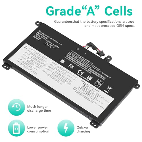 Futurebatt 00UR891 01AV493 SB10L84122 Laptop Battery Replacement for Lenovo ThinkPad T570 T580 P51S P52S Series 00UR890 00UR892 SB10L84121 SB10L84122 SB10L84123 - size: 01AV493 8.78 4.88 1.06in