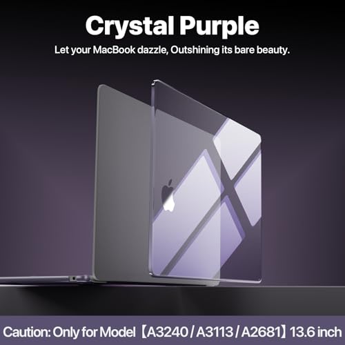Soonjet Compatible with MacBook Air 13 inch Case, Crystal Clear Shell, Fits 2022-2026 M5/M4/M3/M2 A3449 A3240 A3113 A2681, Color-Matched Transparent Design for All MacBook Air 13.6 inch - color: Crystal Purple