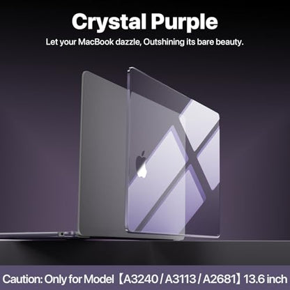 Soonjet Compatible with MacBook Air 13 inch Case, Crystal Clear Shell, Fits 2022-2026 M5/M4/M3/M2 A3449 A3240 A3113 A2681, Color-Matched Transparent Design for All MacBook Air 13.6 inch - color: Crystal Purple