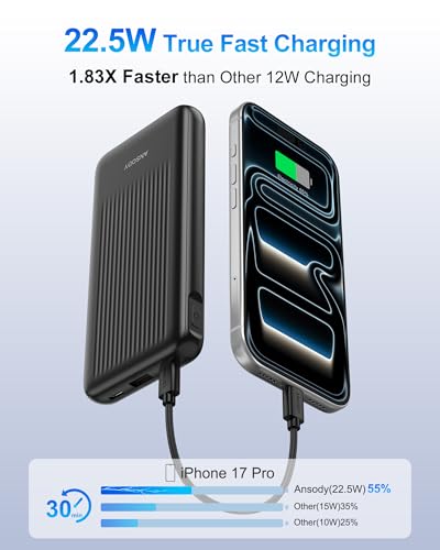 2-Pack Portable Charger, 10000mAh 22.5W Slim USB C Power Bank Fast Charging with 2 Outputs & 2 Inputs, Digital Display Battery Pack Compatible with iPhone Samsung iPad Tablets, Black & Black - color: Black & Black