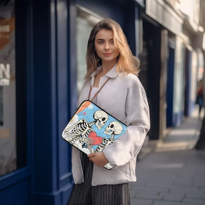 Cartoon Skulls Light Blue Padded Laptop Sleeve Case 13 Inch Soft Quilted Laptop Bag Waterproof Computer Sleeves - color: Cartoon Skulls Light Blue, size: Medium