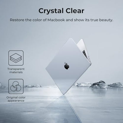 EooCoo Case for MacBook Air 15 inch M5 M4 M3 M2 2026-2023, Crystal Clear | Easy to Install, Sturdy, Plastic Hard Shell Case & Keyboard Cover & Screen Protector, Model: A3448 A3241 A3114 A2941 - color: Crystal Clear
