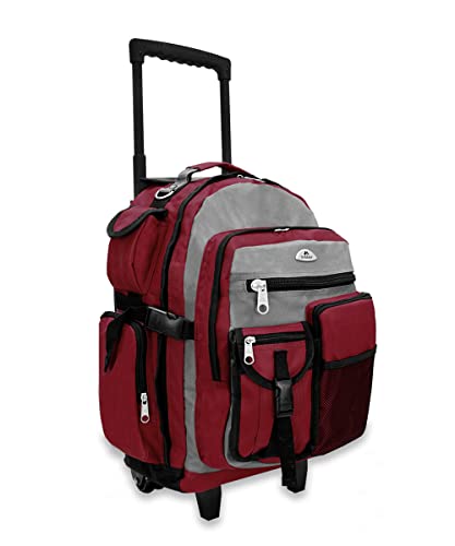 Everest 5045 Deluxe Wheeled Backpack, Burgundy, One Size - color: Burgundy