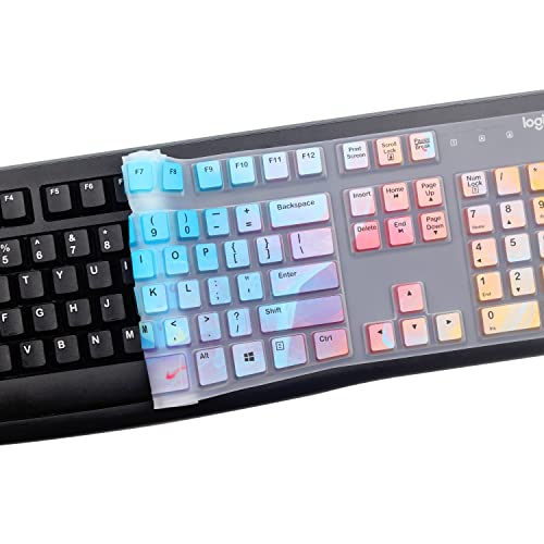 Silicone Keyboard Cover for Logitech K120 & MK120 Ergonomic Desktop USB Wired Keyboard, Logitech K120 & MK120 Keyboard Protective Skin US Layout (NOT Fit Other Model)-Colorful - color: Colorful