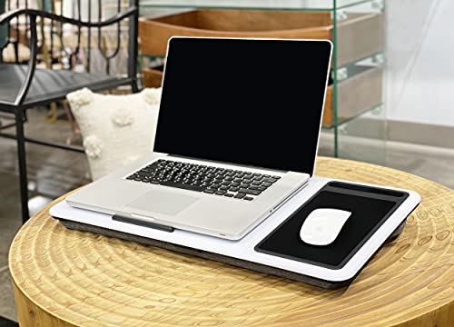 Rae Dunn Lap Desk - Laptop Pillow Lap Desk - Portable Work Table with Cushion for Bed, Couch, Car - Use for Writing, Reading, Eating and Computer Use - Suitable for Kids and Adults - size: 17.5” x 13.5” x 2.5” (dual cushion, mouse pad)