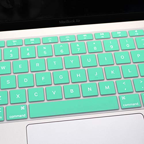 Se7enline Compatible with MacBook Air Keyboard Cover 13 inch 2018/2019/2020/2021/2022/2023/2024 for MacBook Air 13-Inch Touch ID with Retina Display M1 A2337/A2179 US Layout, Clover/Aqua Green - color: Clover/Aqua Green