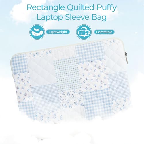 15.6 inch Cotton Quilted Laptop Sleeve for Women, Aesthetic Puffy Laptop Case Carrying Bag Compatible with MacBook 15.6, Soft Computer Liner Bag (Green Blue Pin, 15.6 inch) - color: Green Blue Pin, size: 15.6 inch
