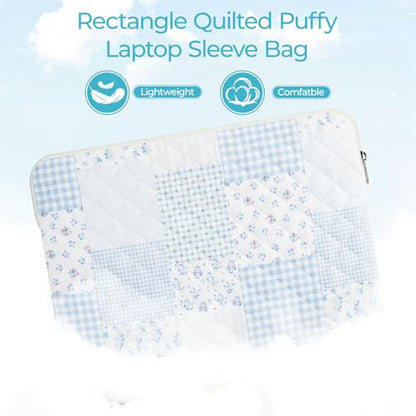 15.6 inch Cotton Quilted Laptop Sleeve for Women, Aesthetic Puffy Laptop Case Carrying Bag Compatible with MacBook 15.6, Soft Computer Liner Bag (Green Blue Pin, 15.6 inch) - color: Green Blue Pin, size: 15.6 inch