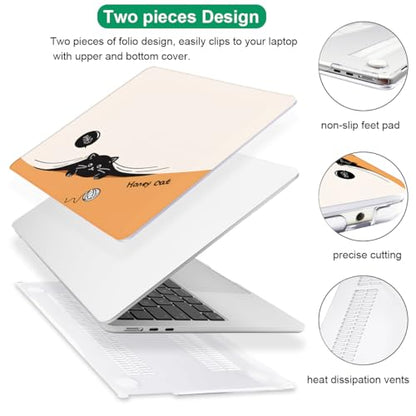 for 2026 MacBook Air 13 Inch Case M5 A3449 M4 A3240 A3113 M3 A2681 M2 2026 2025 2024 2023 2022 Release, Pattern Plastic Hard Shell Case Keyboard Cover for MacBook Air 13.6 inch M5, Honey Cat - color: Honey Cat