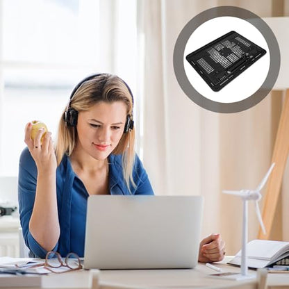 Silent Laptop Cooling Pad with USB Fans, 14-inch Black Laptop Riser Stand for Desk Use, Tablet Cooling Stand Compatible with Notebooks and Portable Computers