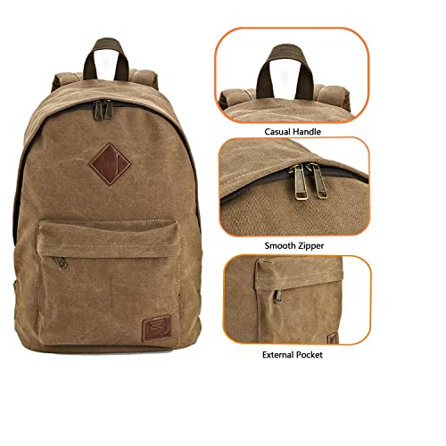 Canvas Laptop Backpack, Durable Rucksack, Travel Bag Fits 15.6 Inch Notebook for Men Women Factory Directly(Coffee) - color: Coffee