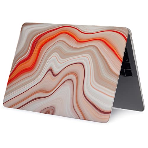 LanBaiLan Laptop Plastic Hard Shell Protective Case, Compatible for New MacBook Air 13 inch 2020 2019 2018 Release A2337 M1 A2179 A1932 Retina Display & Keyboard Cover, Beige and Orange - color: Beige and Orange