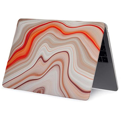 LanBaiLan Laptop Plastic Hard Shell Protective Case, Compatible for New MacBook Air 13 inch 2020 2019 2018 Release A2337 M1 A2179 A1932 Retina Display & Keyboard Cover, Beige and Orange - color: Beige and Orange