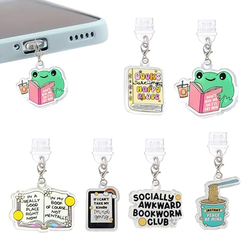 6PCS Charms for E-Reader, About Reading Theme Dust Plug Charm Compatible with Type C Charging Port, Gift for Book Lover Readers Men Women Students, Accessories for E-Reader - color: Style-E