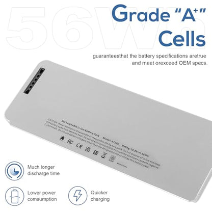 Fancy Buying 56Wh A1280 Laptop Battery for Apple A1280 A1278 (2008 Version) MacBook 13-Inch Series, Compabiel for MB771G/A MB467LL/A MB466LL/A - size: 8.23*3.07*0.79inch A1280