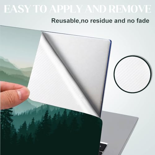 SUPERDANT Laptop Notebook Skin Sticker Cover Decal Mountain Forest Laptop Protector Notebook PC Computer Art Protector Universal Notebooks Art Decal Fits 12 13 13.3 14 15 15.4 15.6 inch Cyan Green
