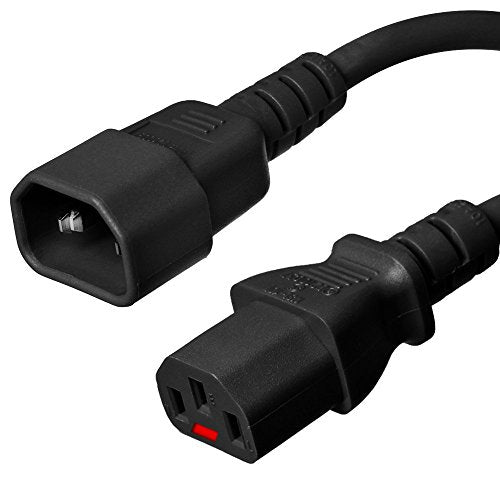 C14 to C13 IEC Lock - 1 Foot, Black, 10A/250V, 18/3 AWG - Iron Box Part # IBX-00037-01 - size: 1 foot