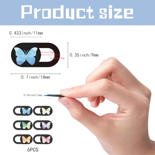 6Pcs Laptop Camera Cover Slide Butterfly 0.04 Inch Ultra Thin Webcam Privacy Cover Security Guard Slide Phone Webcam Protectors for Mini PC Laptop Desktop Computers Notebook Office Use - color: Butterfly