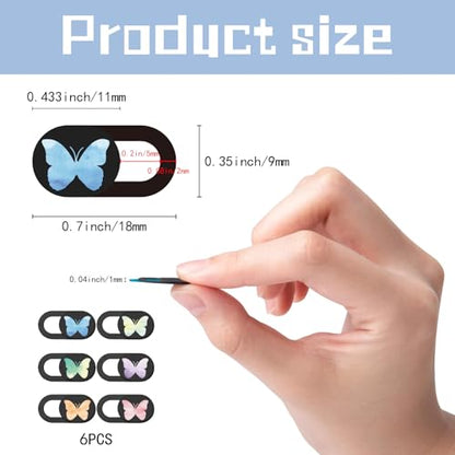 6Pcs Laptop Camera Cover Slide Butterfly 0.04 Inch Ultra Thin Webcam Privacy Cover Security Guard Slide Phone Webcam Protectors for Mini PC Laptop Desktop Computers Notebook Office Use - color: Butterfly