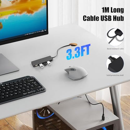 USB Adapter, 4-Port Extender for Laptop, PC, MacBook, Mac Pro, iMac, Surface Pro and More (Black - USB 2.0/1m) - color: Black-usb 2.0/1m