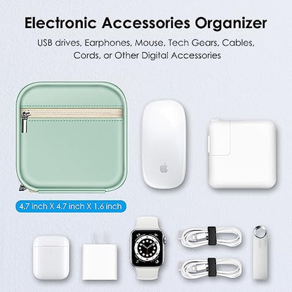 FINPAC 13-inch Hard Laptop Sleeve Case + Charger Case Small Electronic Organizer Bag Light Green