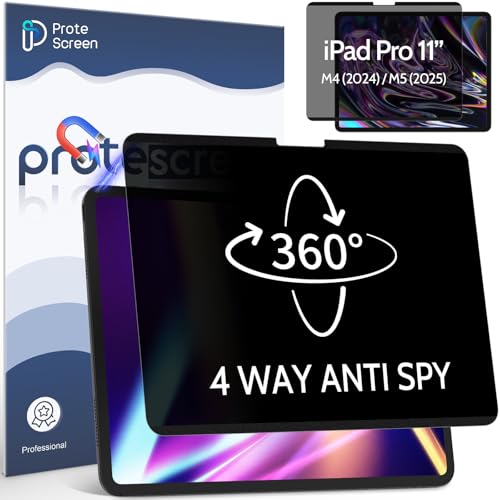 360° Magnetic Privacy Screen for iPad Pro 11 Inch M4/M5 (2024/2025, 5/ 6th Gen), 4 Way Privacy Removable Anti Glare Blue Light Filter Shield Film Anti Spy Protector - size: iPad Pro 11 inch 360 Magnetic Privacy Screen