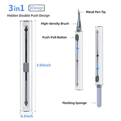 2Pcs Earbud Cleaning kit， Multi-Function Cleaning Pen with Soft Brush Flocking Sponge，Suitable for Bluetooth Headset, Charging Box, Mobile Phone, Earbud - color: 2PCS(White)