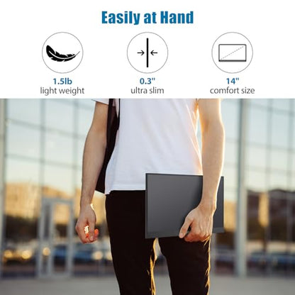 Portable Monitor Touchscreen 14", 1920x1200 60Hz USB-C & FHD External Display Touch Screen for Laptop/Mac/Gaming/Office, VESA Mountable Travel Monitor with Built-in Speakers-LCD Panels - size: 14inches