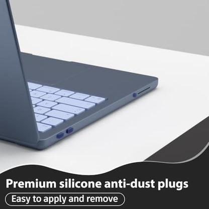 ProElife 5 Pcs Anti Dust Dirt Plug Cups Set for MacBook Neo, Indigo Clear | Durable & Reusable Silicone Laptop Accessories, Custom Fit Design, Easy to Clean Non-Slip Stuff for Macbook USB-C & Headphone - color: Indigo Clear