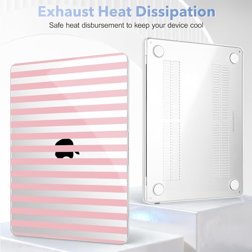 May Chen for MacBook Air 15 inch Case M5 M4 M3 M2 2026 2024-2023, Model A3448 A3241 A3114 A2941, Closes Seamlessly Hard Shell Laptop Cover with Keyboard Cover, Pink Stripes - color: Pink stripes