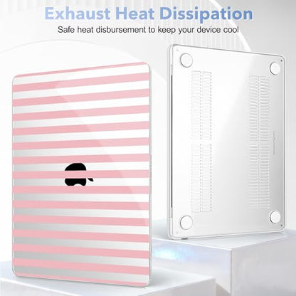 May Chen for MacBook Air 15 inch Case M5 M4 M3 M2 2026 2024-2023, Model A3448 A3241 A3114 A2941, Closes Seamlessly Hard Shell Laptop Cover with Keyboard Cover, Pink Stripes - color: Pink stripes