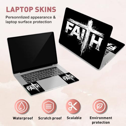 PLIGREAT 15 Inches Laptop Decal Sticker Skin Cover, Cross Faith Art Design Laptop Sticker Decals Fits 12" to 15" Laptops Universal Waterproof Removable, Black White - color: Black White